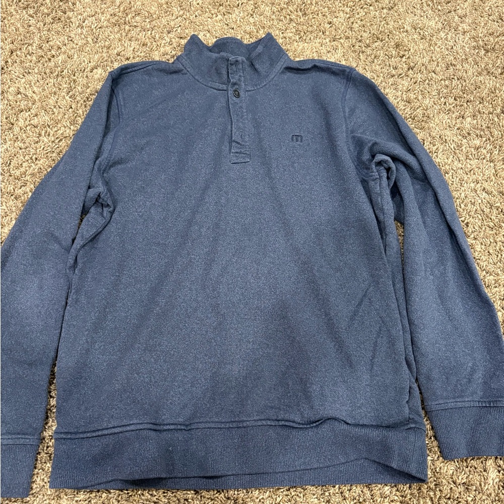 Travis Mathew Classic Blue Quarter-Zip Sweater